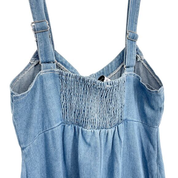 Petal & Pup Bettie Midi Dress Blue Denim Button Down Size Large Cottagecore - Picture 10 of 11